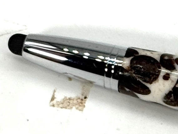 VESPER CLICK PEN WITH STYLUS PEN – COFFEE BEAN IN WHITE RESIN,