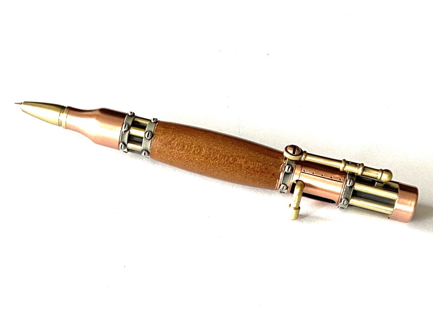 GATLING GUN-STEAMPUNK PEN-ANCIENT N. Z. KAURI 50,000 YEAR OLD WOOD