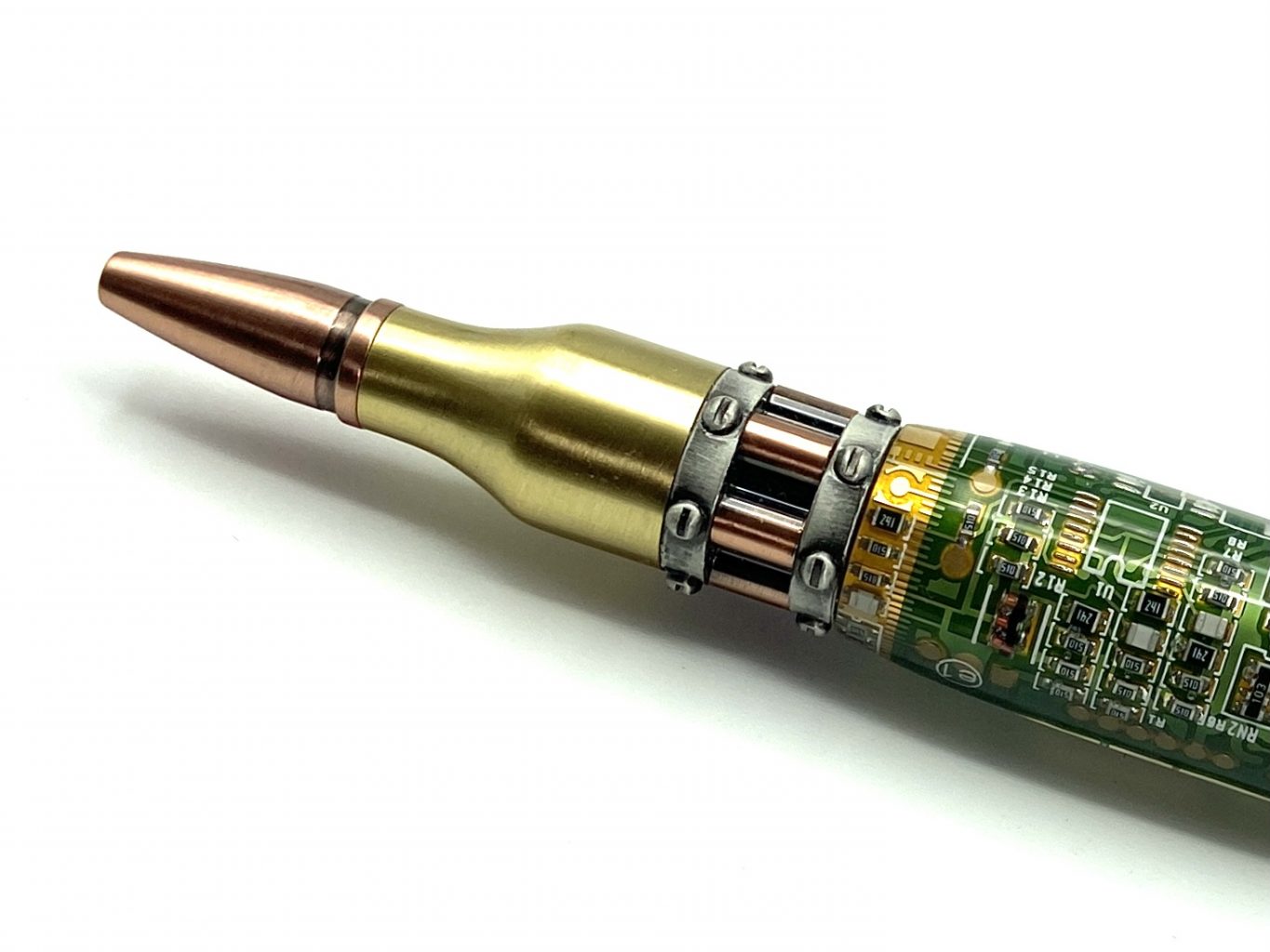 GATLING GUN-STEAMPUNK PEN-GREEN CIRCUIT BOARD