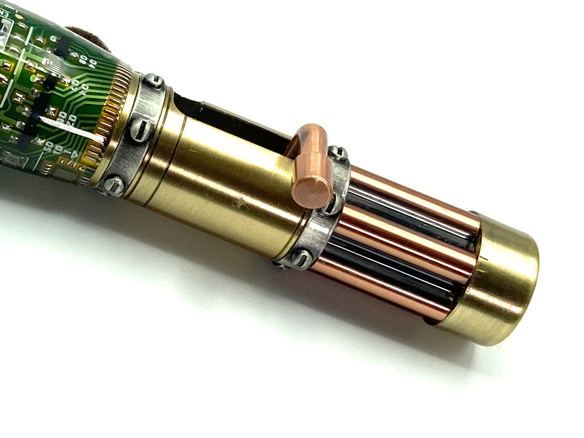 GATLING GUN-STEAMPUNK PEN-GREEN CIRCUIT BOARD