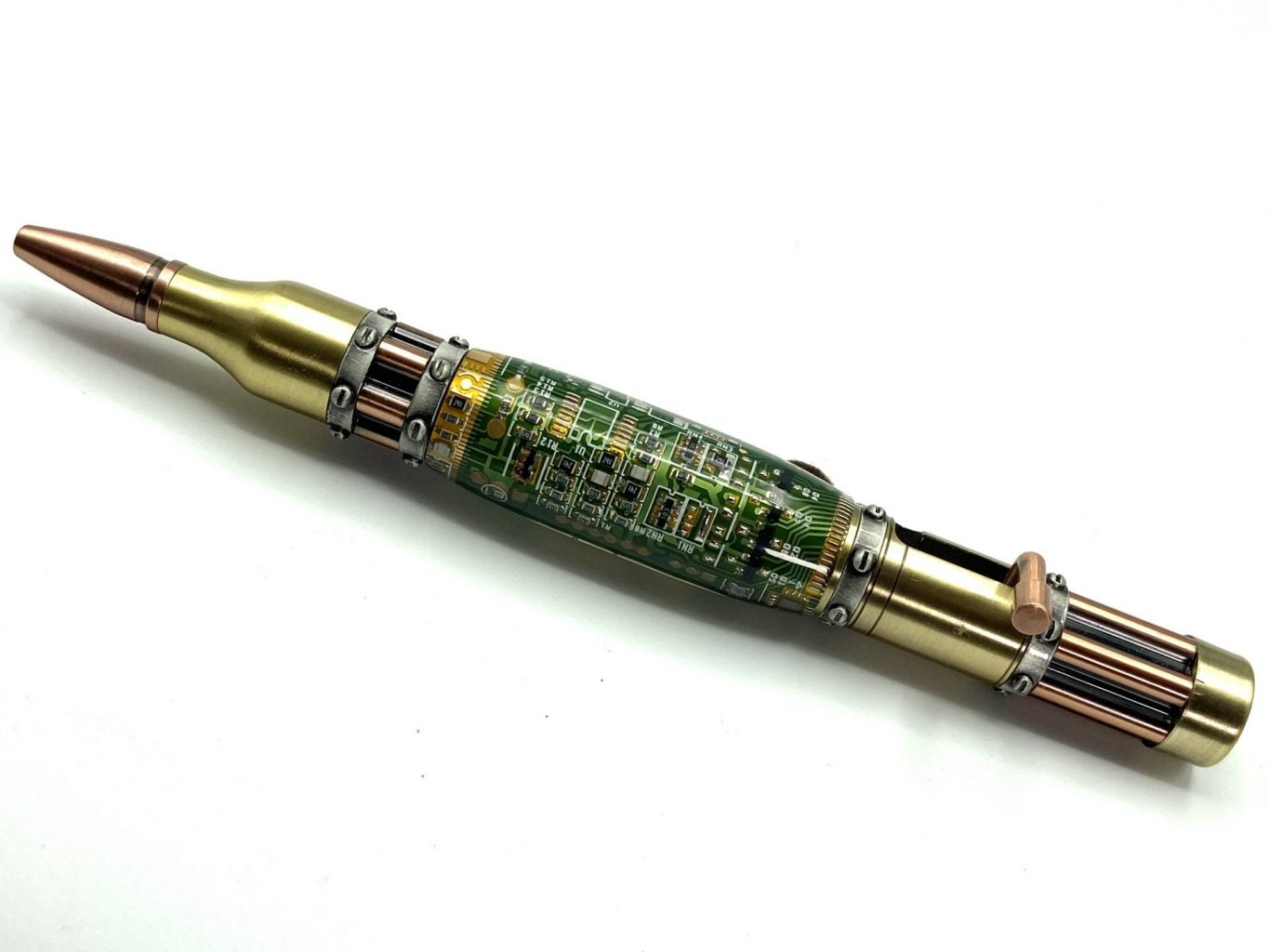 GATLING GUN-STEAMPUNK PEN-GREEN CIRCUIT BOARD