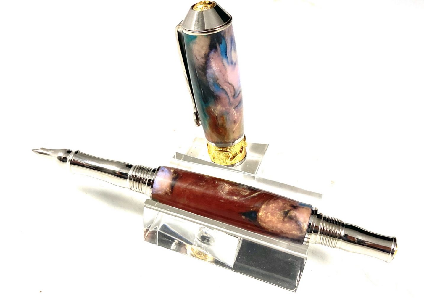 NOUVEAU SCEPTRE ROLLERBALL PEN -GOLD & RHODIUM & POLYESTER RESIN