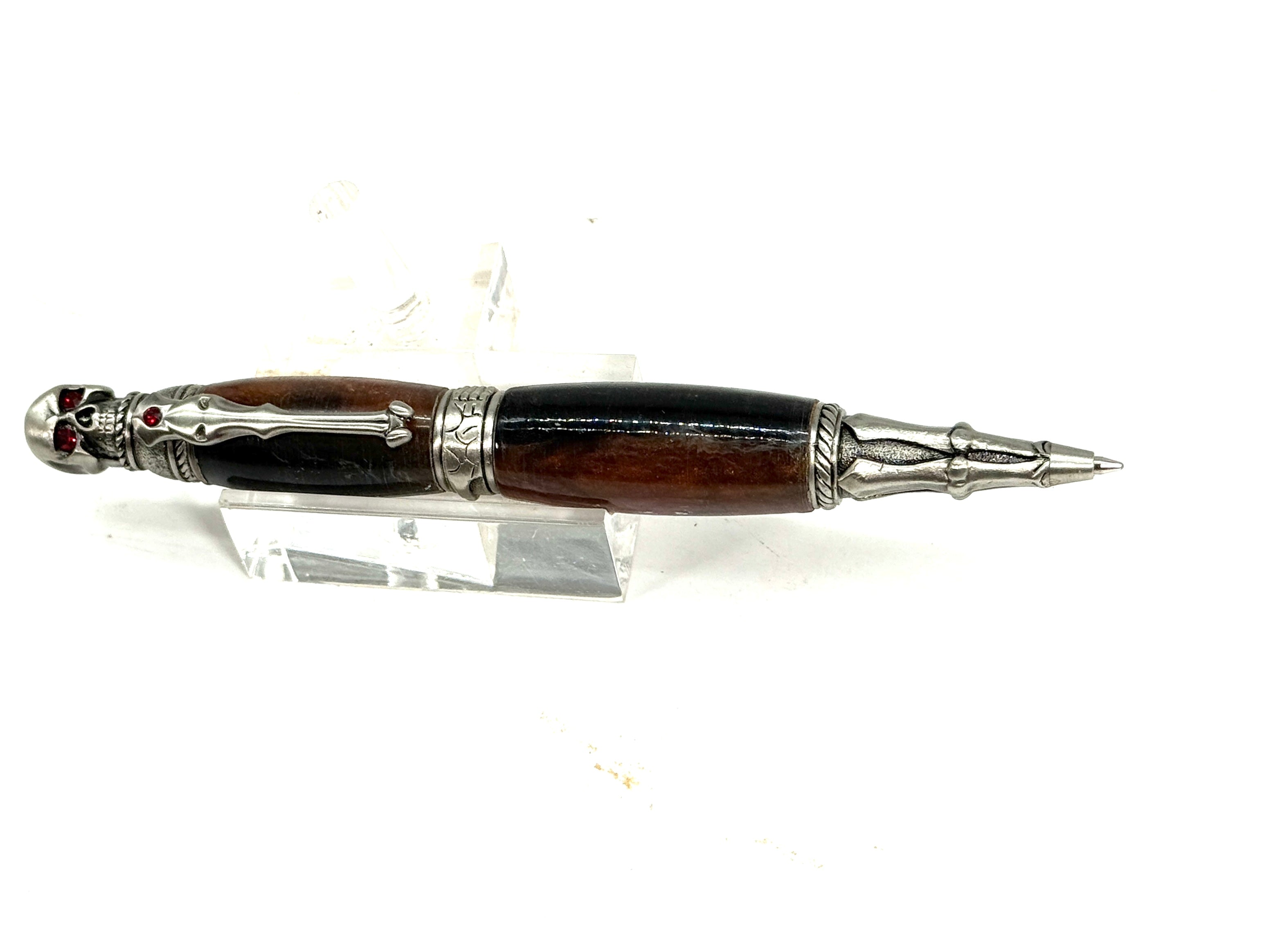 SKULL BALL POINT PEN-GUN METAL AND EPOXY RESIN