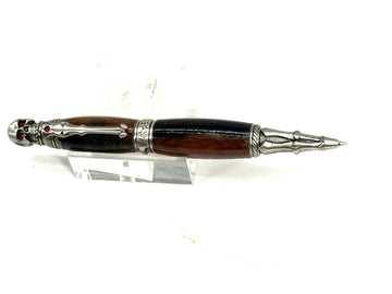 SKULL BALL POINT PEN-GUN METAL AND EPOXY RESIN