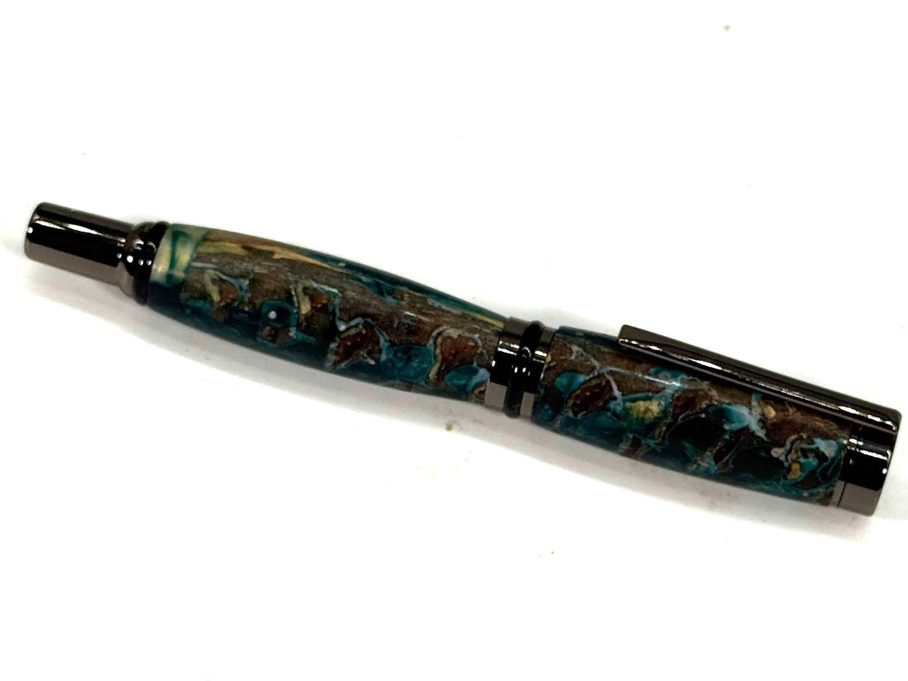 CAMERON ROLLER BALL PEN  GUN METAL-PINE CONE IN GREEN RESIN