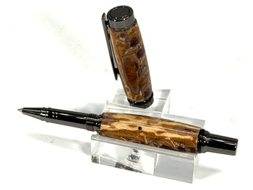 CAMERON ROLLER BALL PEN  GUN METAL-PINE CONE IN BROWN RESIN