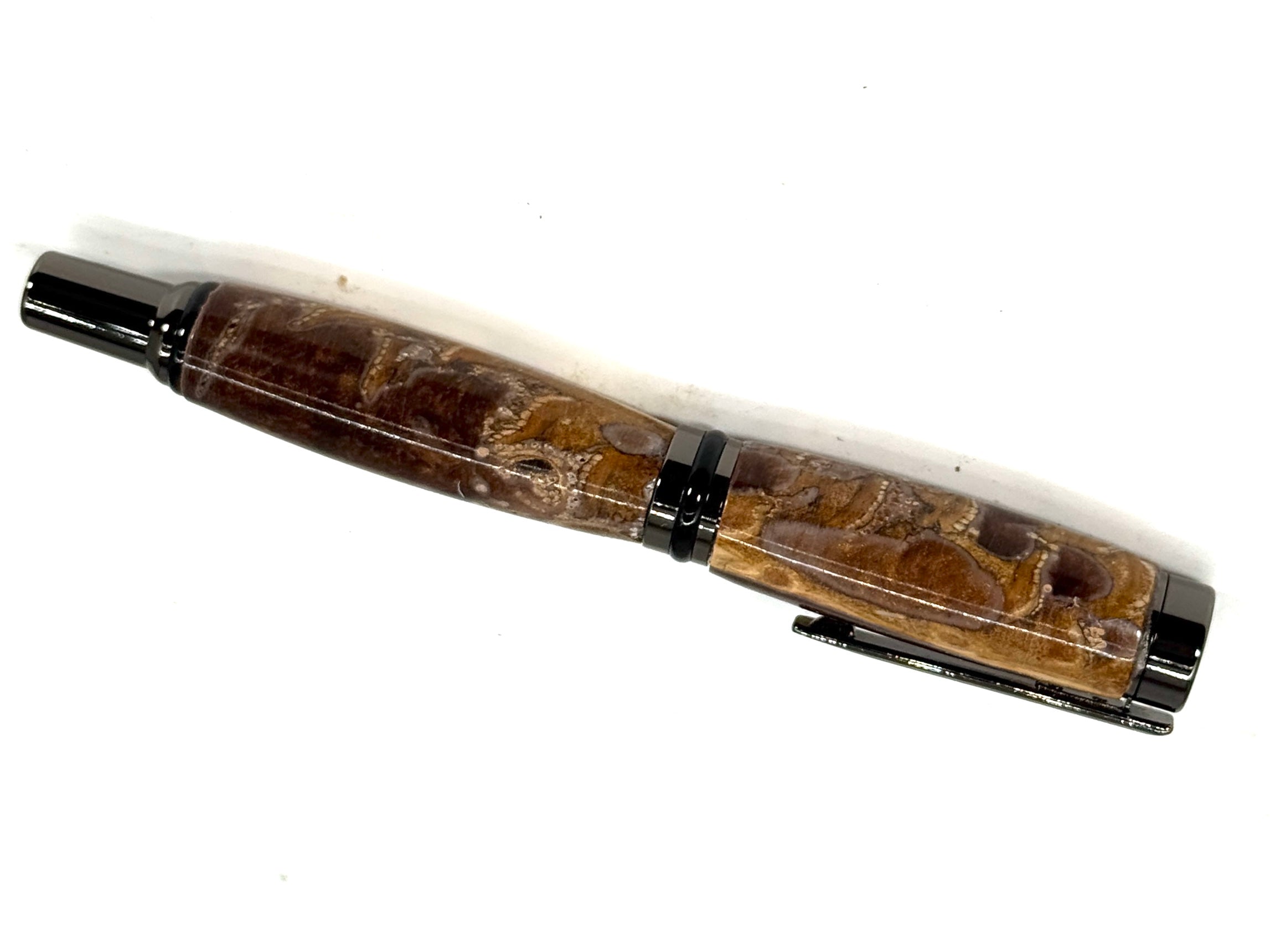 CAMERON ROLLER BALL PEN  GUN METAL-PINE CONE IN BROWN RESIN