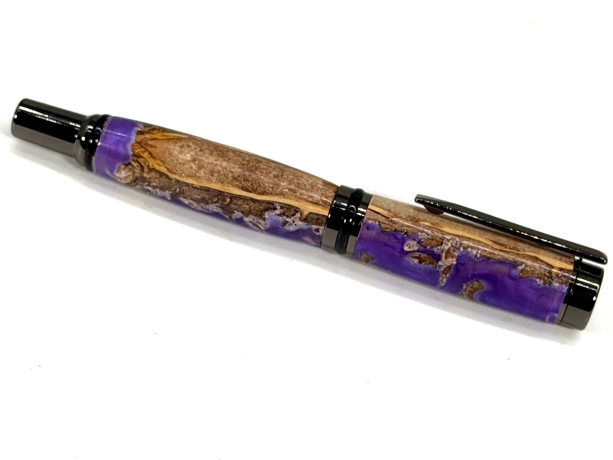 CAMERON ROLLER BALL PEN  GUN METAL-PINE CONE IN PURPLE RESIN