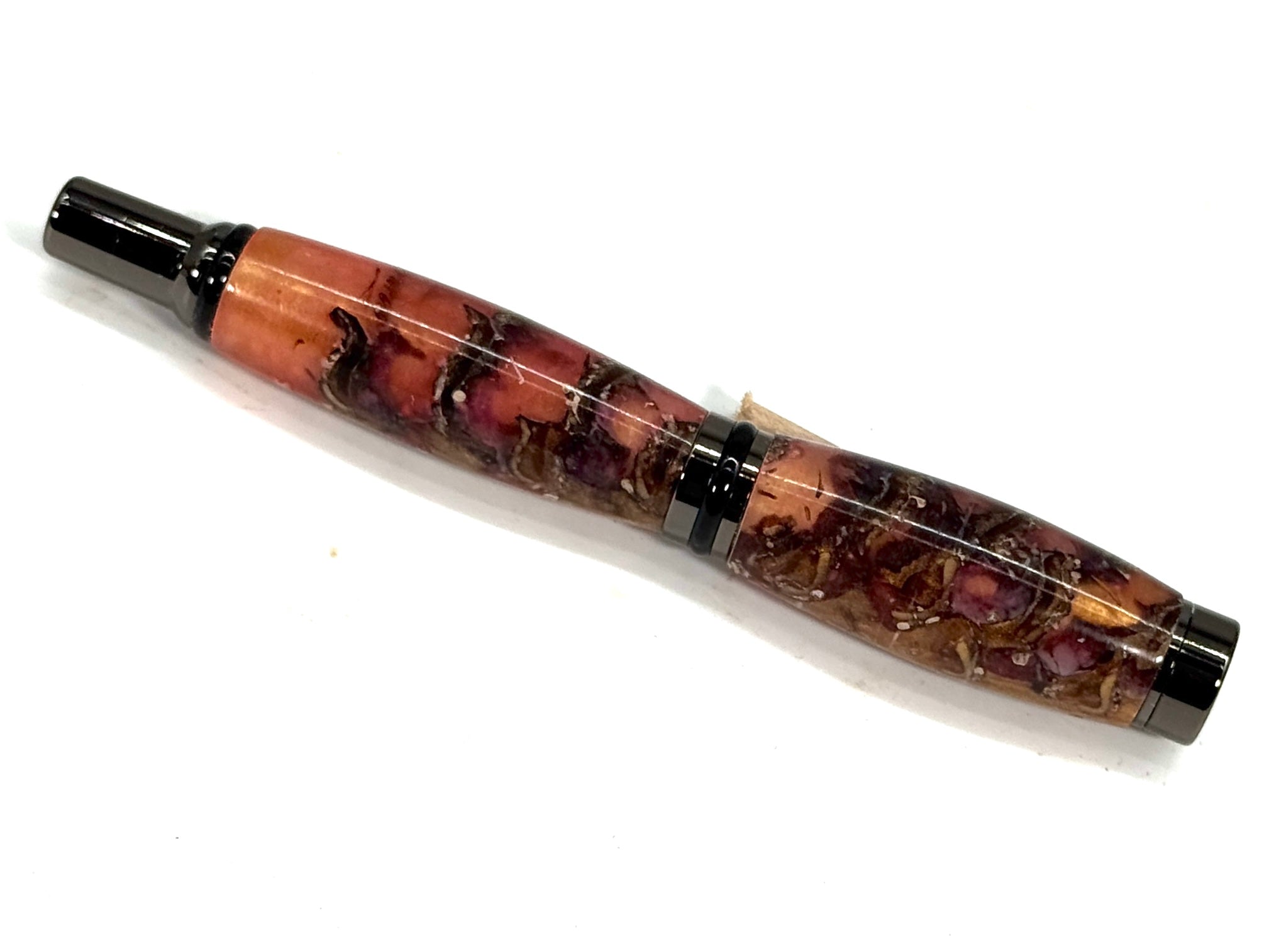 CAMERON ROLLER BALL PEN  GUN METAL-PINE CONE IN RED RESIN