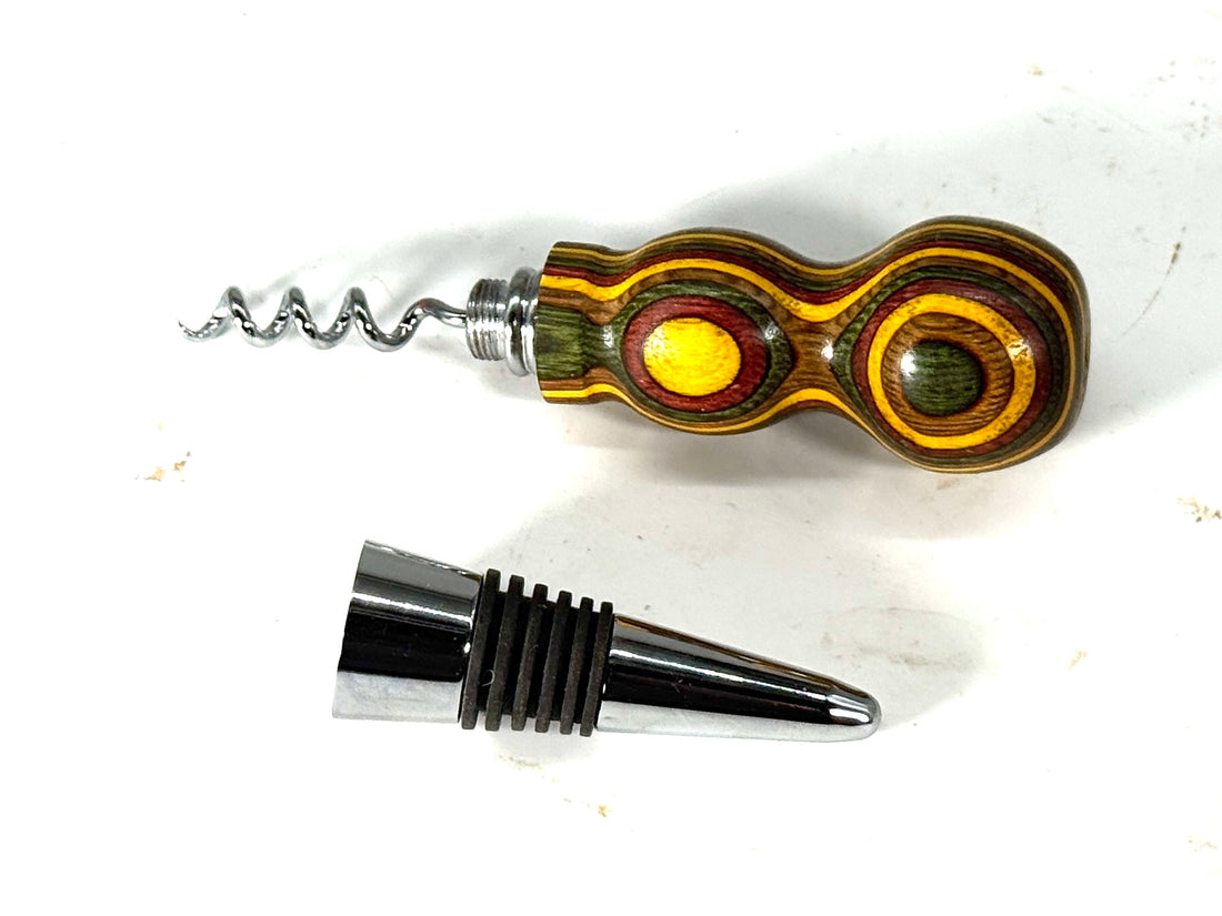 BOTTLE STOPPER/CORK SCREW-BIRCH SPECTRAPLY