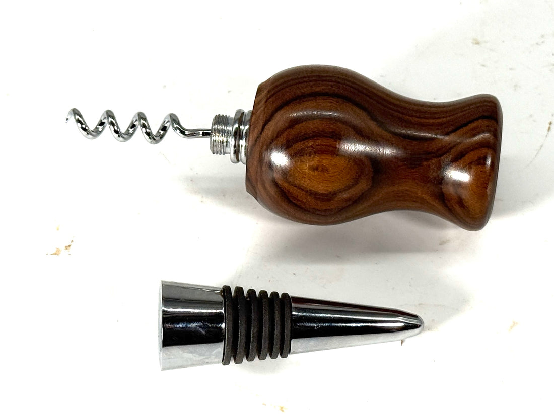 BOTTLE STOPPER/CORK SCREW-COCOBOLO