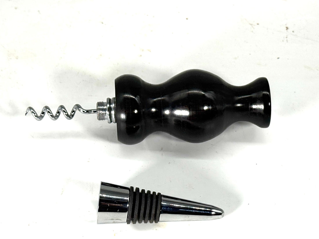 BOTTLE STOPPER/CORK SCREW-Gabon Ebony