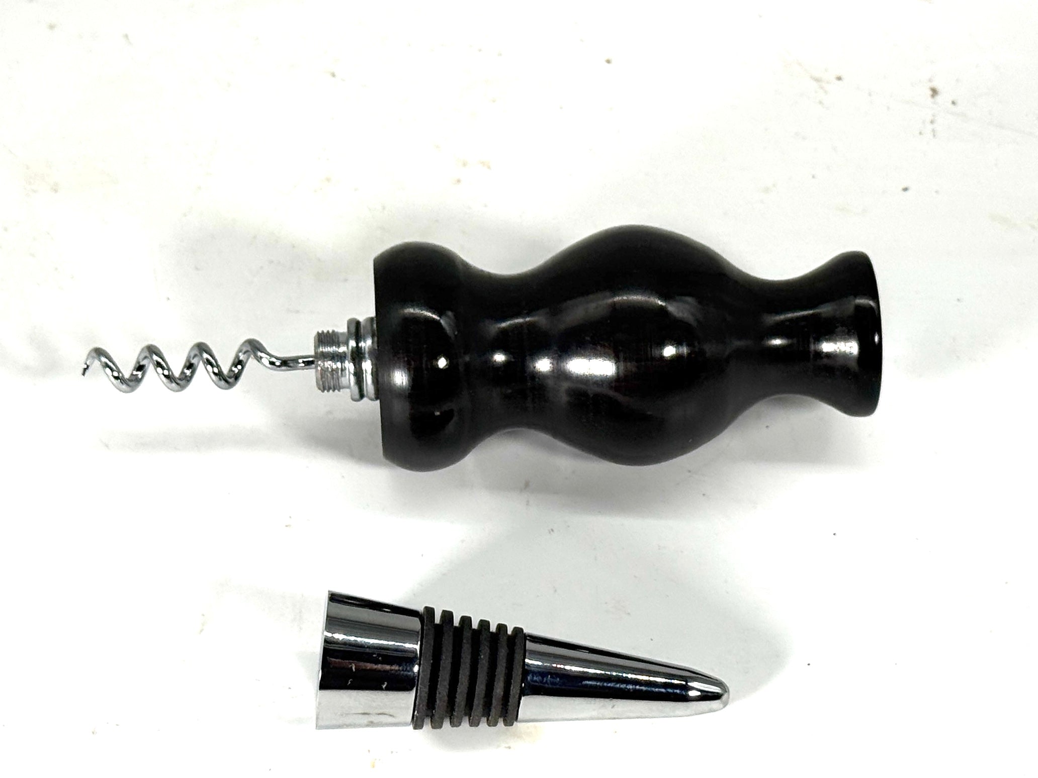 BOTTLE STOPPER/CORK SCREW-Gabon Ebony