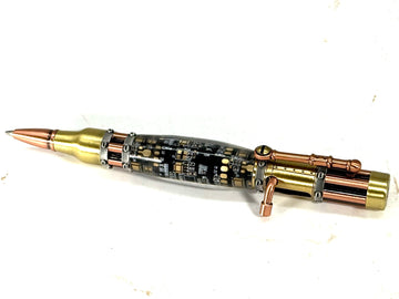 GATLING GUN-STEAMPUNK PEN-CIRCUIT BOARD IN ANTIQUE BRASS AND COPPER