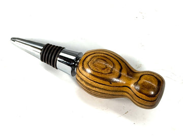 BOTTLE STOPPER/CORK SCREW-ZEBRAWOOD