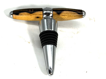 T-BOTTLE STOPPER/CORK SCREW-BLACK AND WHITE EBONY
