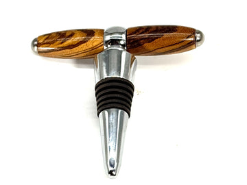 T-BOTTLE STOPPER/CORK SCREW-ZEBRAWOOD