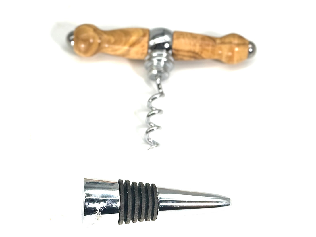 T-BOTTLE STOPPER/CORK SCREW-BETHLEM OLIVEWOOD