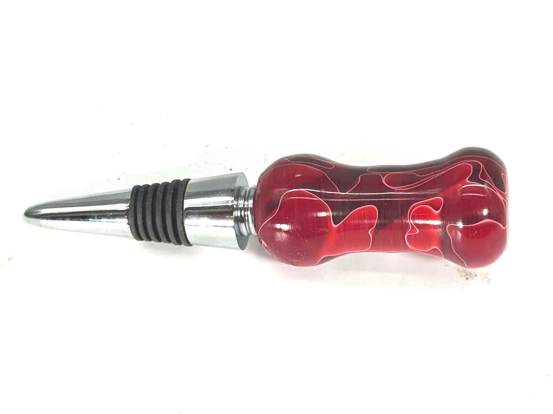 BOTTLE STOPPER/CORK SCREW-ACRYLIC RED