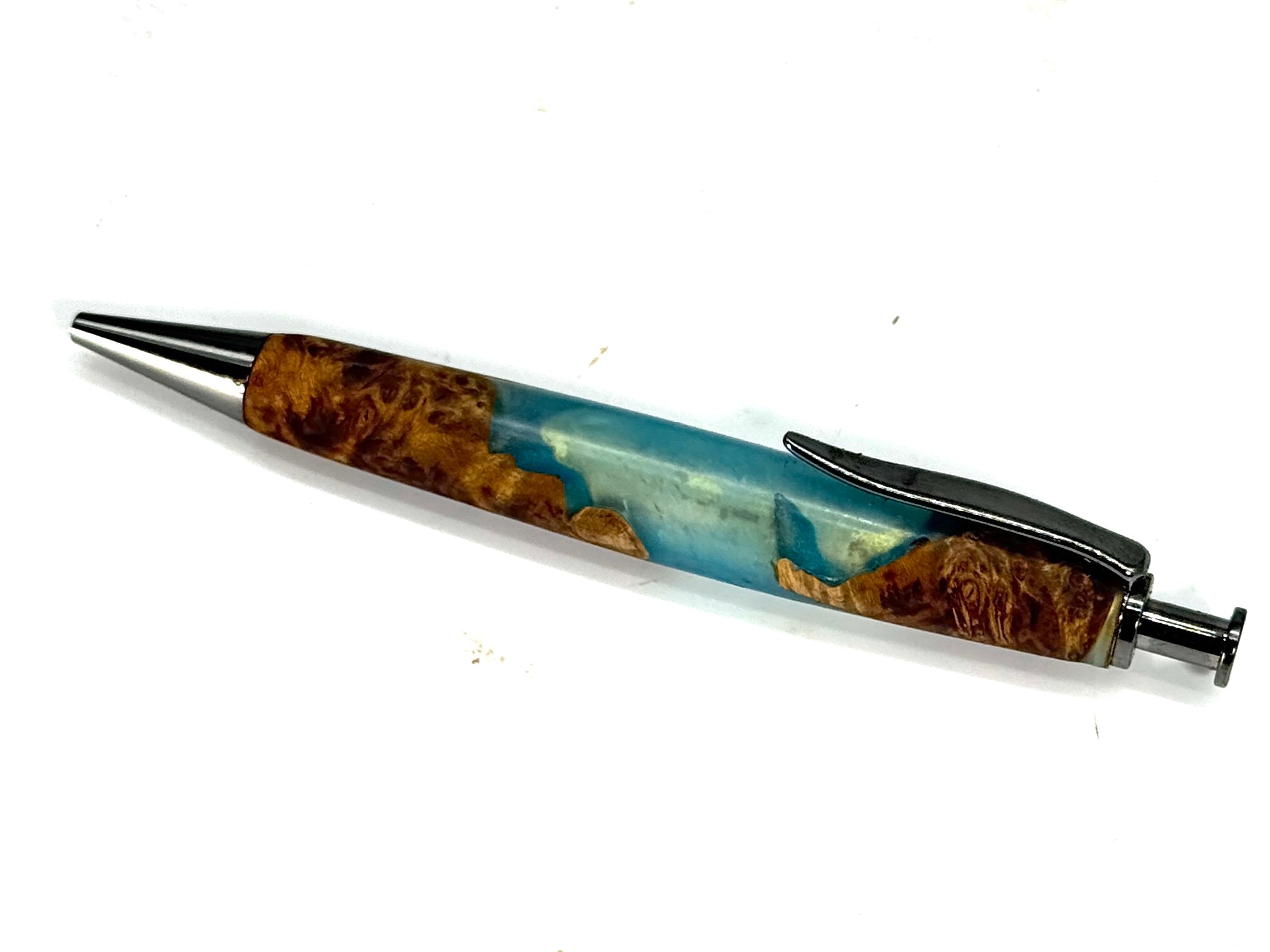 CLICK PEN – MAPLE BURL AND ACUA RESIN