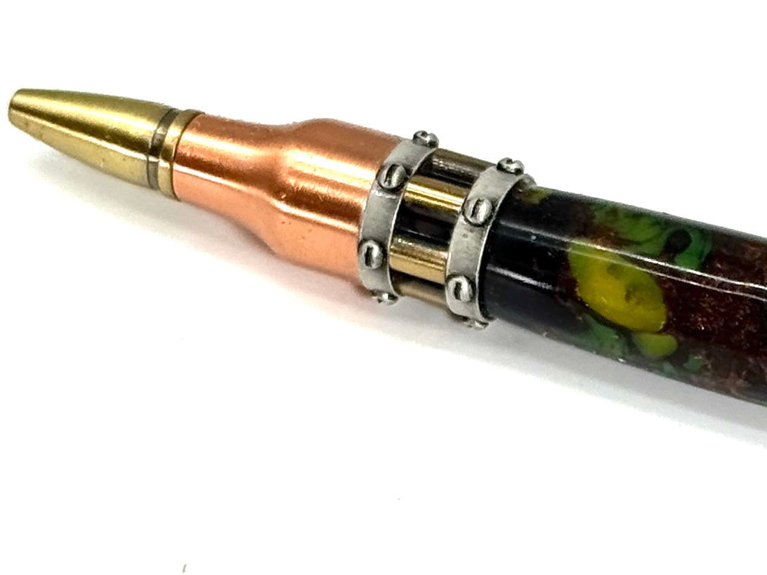 GATLING GUN-STEAMPUNK PEN-MULTI COLOR RESIN IN BRASS AND COPPER