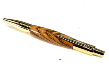 VESPER CLICK PEN 24 CARAT GOLD FINISH-ZEBRAWOOD