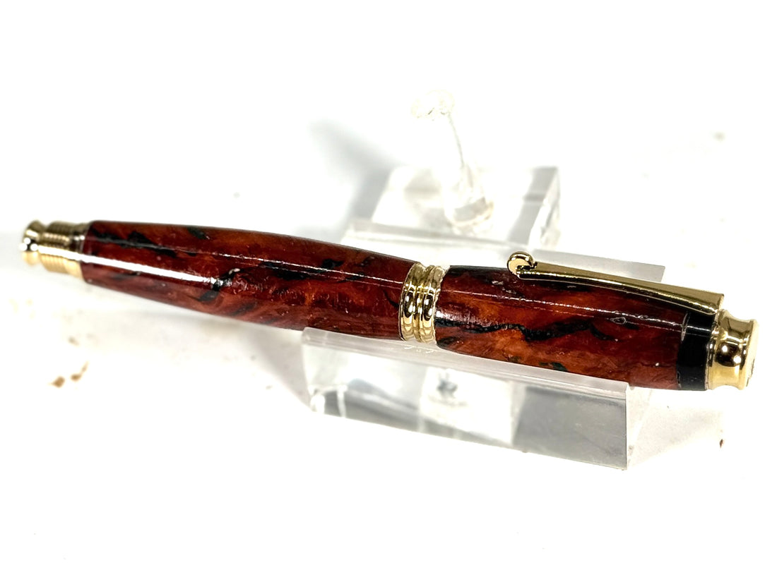 METRO ROLLERBALL PEN -MALLEE BURL infused with green epoxy