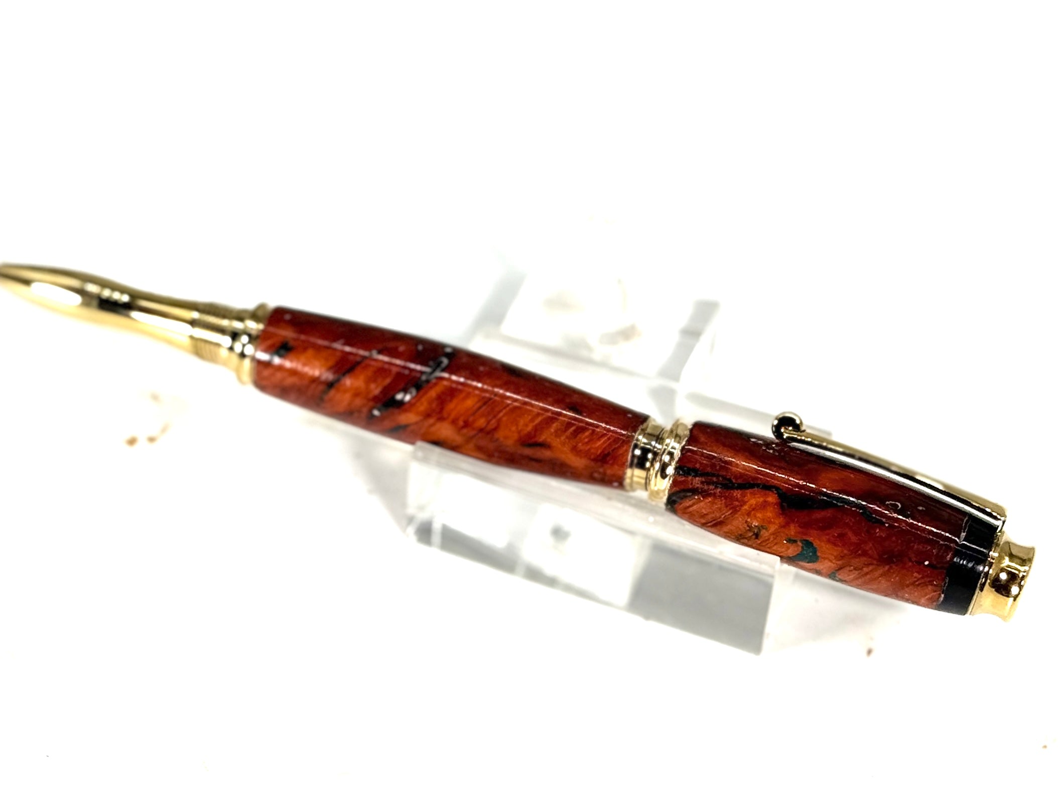 METRO ROLLERBALL PEN -MALLEE BURL infused with green epoxy