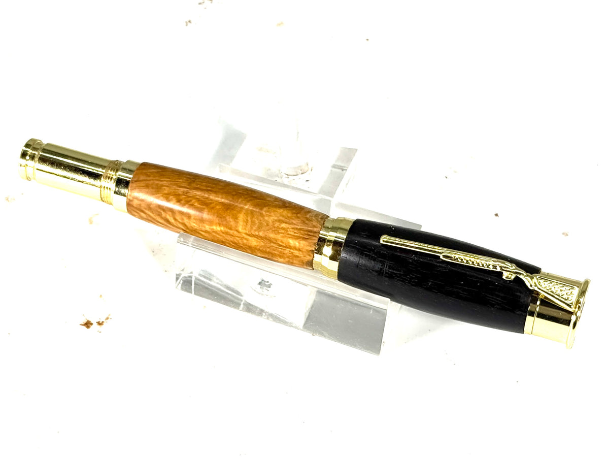 OVER & UNDER CARTRIGE ROLLERBALL PEN- EBONY & MALLEE BURL