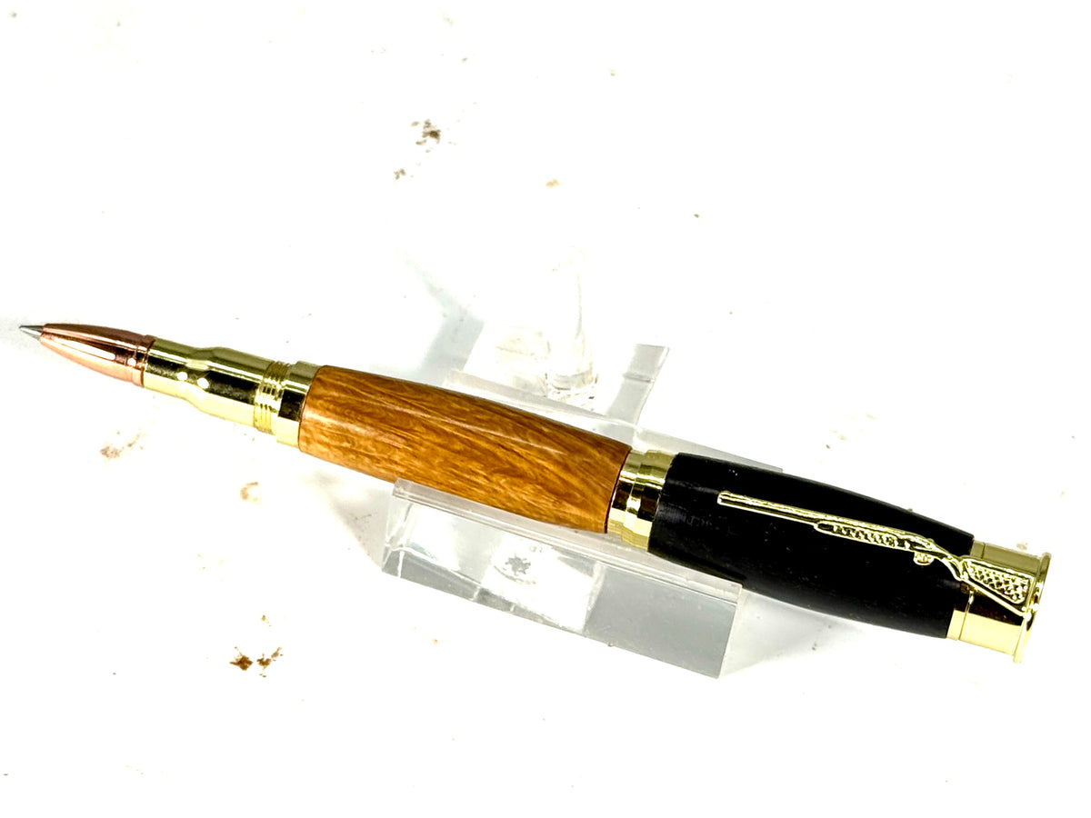 OVER & UNDER CARTRIGE ROLLERBALL PEN- EBONY & MALLEE BURL