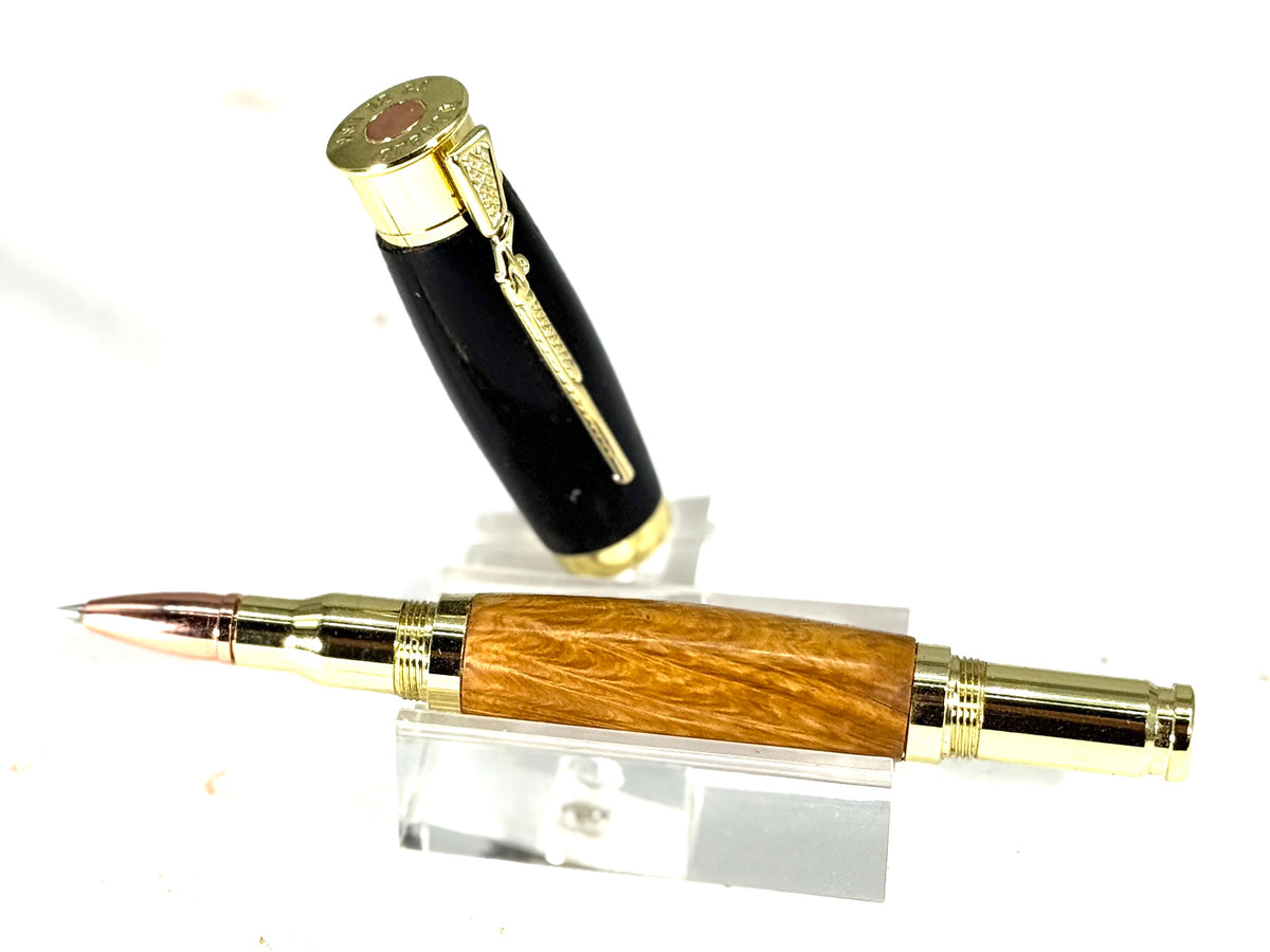 OVER & UNDER CARTRIGE ROLLERBALL PEN- EBONY & MALLEE BURL