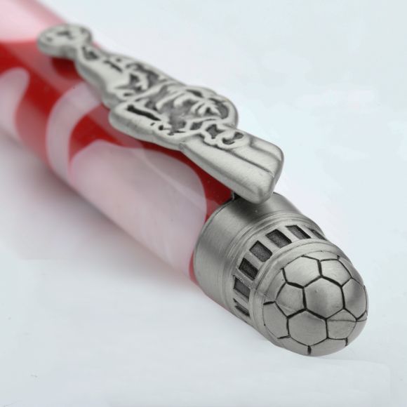SOCCER FAN TWIST PEN-PEWTER AND AMBOYNA BURL