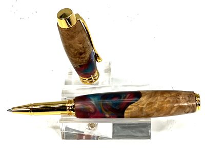 EXECUTIVE ROLLERBALL PEN-MAPLE BURL AND RESIN 2